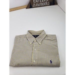 Ralph Lauren Mens Shirt ButtonUp Size Large Color Yellow Blue Lightweight Casual